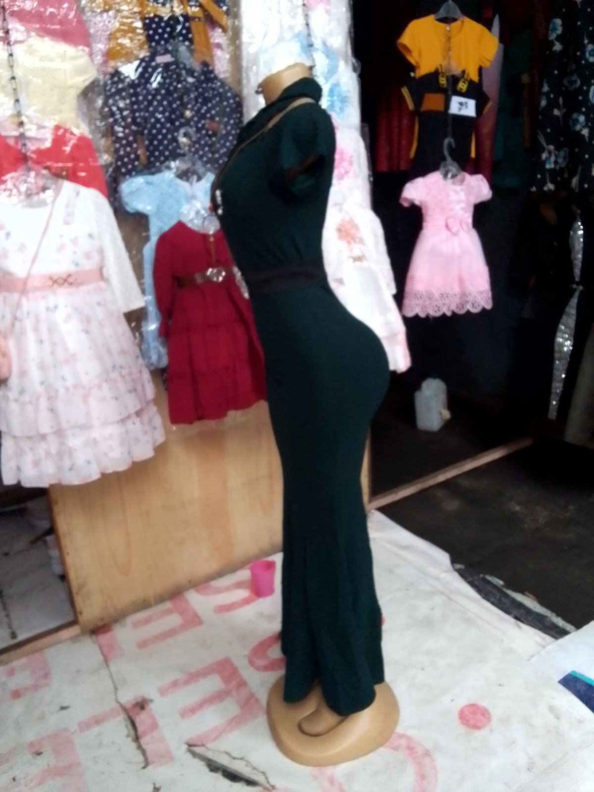 Dark Green Wiggle Dress with Belt